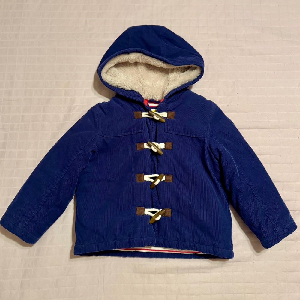 Baby Boden Paddington bear indigo corduroy puffer